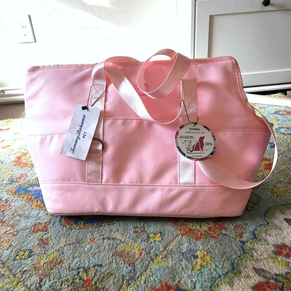 NWT Tommy Bahama Pet Carrier Bag Tote up to 15lbs 15.7" light pink